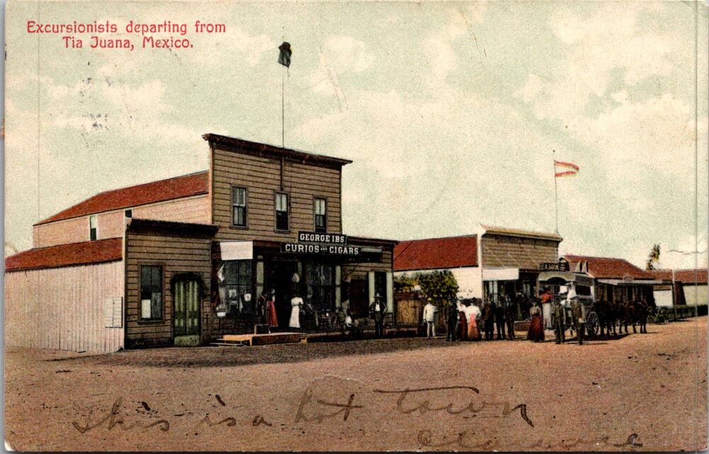 Excursionists Departing From Tia Juana Mexico 1907 Vintage Postcard SP17-30